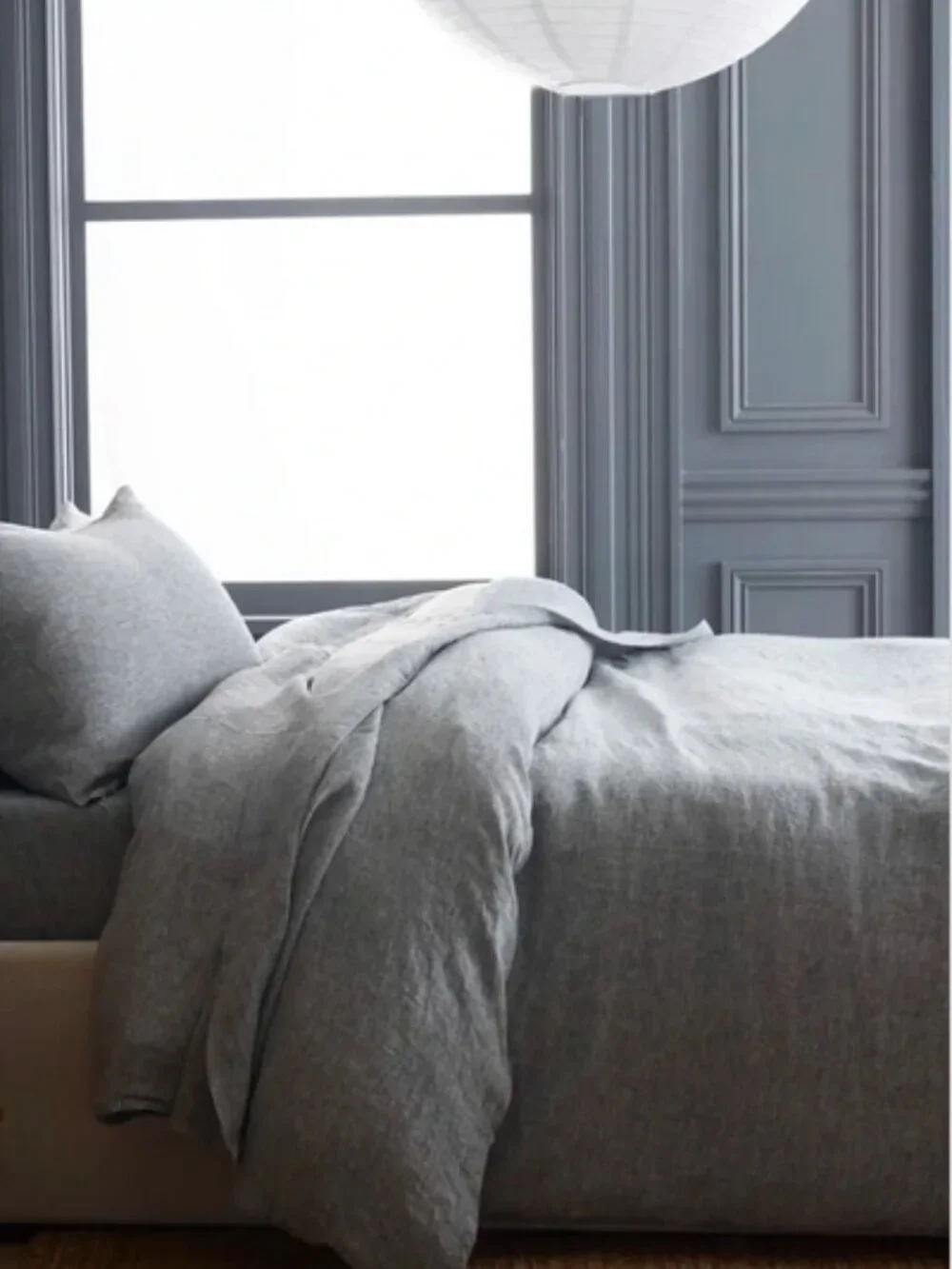 Quince European Linen King Duvet Cover in Charcoal Chambray